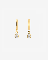 Baby Hoop Pear Drop Earring Clear CZ