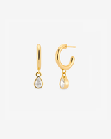 Baby Hoop Pear Drop Earring Clear CZ