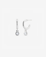 Baby Hoop Round Drop Earring Clear CZ