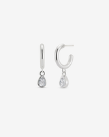 Baby Hoop Pear Drop Earring Clear CZ