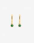 Baby Hoop Round Drop Earring Emerald CZ