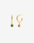 Baby Hoop Round Drop Earring Emerald CZ