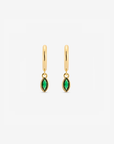Baby Hoop Marquis Drop Earring Emerald CZ