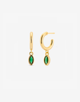 Baby Hoop Marquis Drop Earring Emerald CZ
