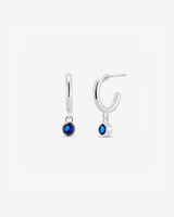 Baby Hoop Round Drop Earring Sapphire CZ