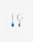 Baby Hoop Pear Drop Earring Sapphire CZ