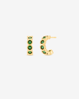 Baby Hoop Bezel Stones Earring Emerald CZ