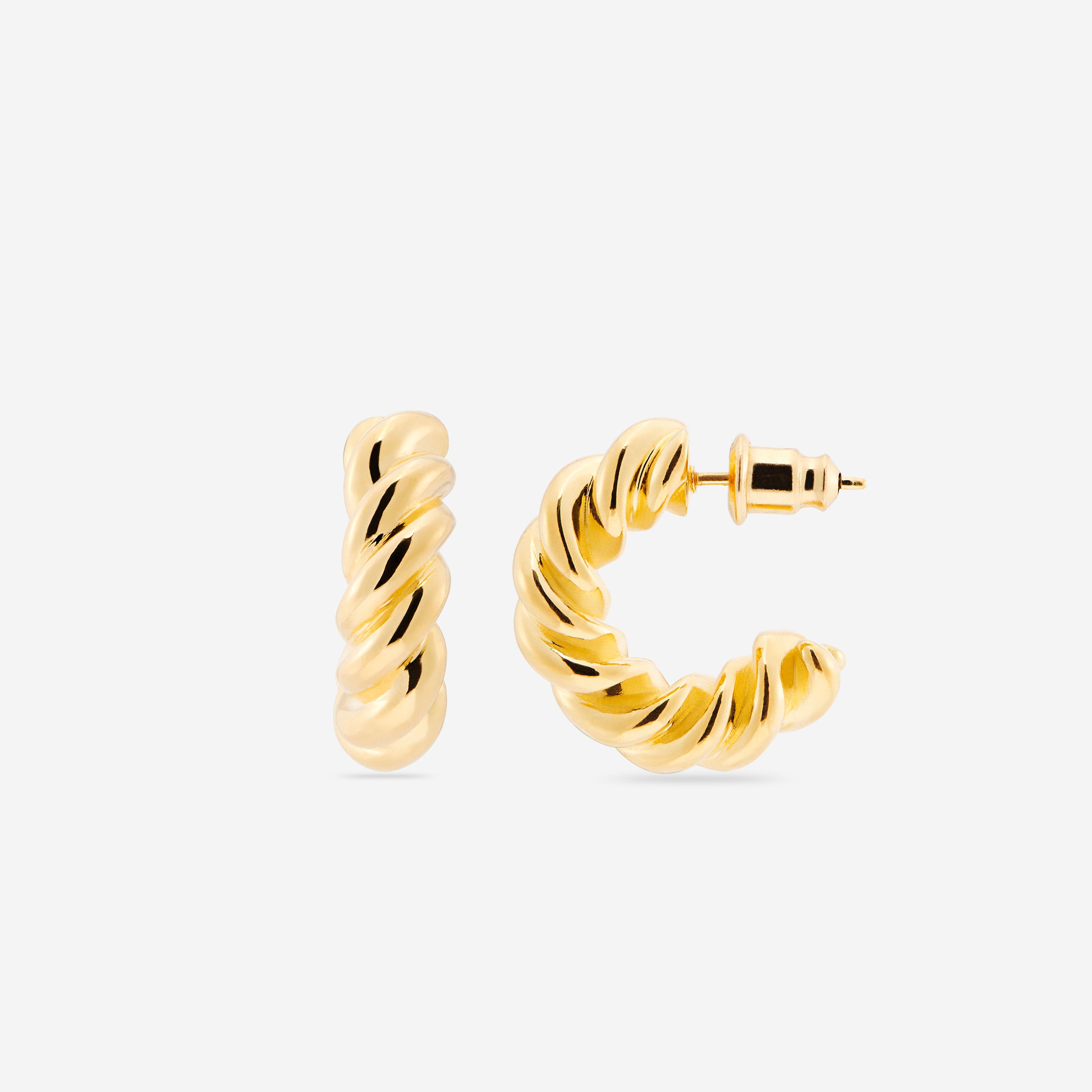 MÉGA Chunky Rope Twisted Earrings in gold vermeil—twisted hoop design, 6.15 mm wide × 20.08 mm tall.
