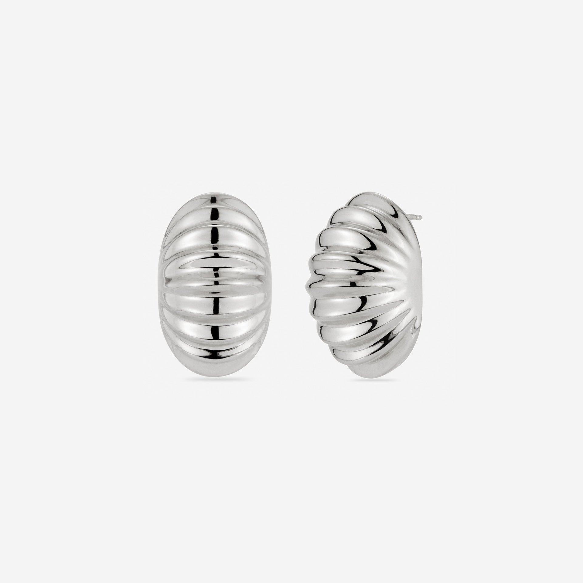 MÉGA Snail Earrings in gold vermeil—30 mm spiral-shaped studs, 18.7 mm width, 15.1 mm depth, stainless-steel posts, 9 g.