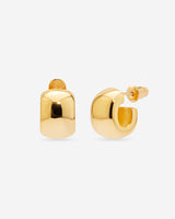 MÉGA Chunky Small Hoop Earrings in gold vermeil—16.5 × 11.5 mm bestselling lightweight hoops, 4 g, with stainless-steel posts.