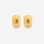 MÉGA Large Step Earrings in gold vermeil—29.4 × 19.9 mm stepped rectangle studs with stainless‑steel posts, lightweight 12 g.