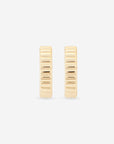 MÉGA Speedy Earrings in gold vermeil—slim fluted hoop earrings, 19 mm wide, 2 mm thick, stainless-steel posts, lightweight 4.76 g.