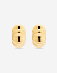 MÉGA High Low Earrings in gold vermeil—26.6 × 16 mm stepped rectangle studs with stainless‑steel posts, 15 g.