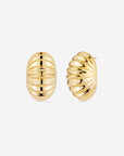 MÉGA Snail Earrings in gold vermeil—30 mm spiral-shaped studs, 18.7 mm width, 15.1 mm depth, stainless-steel posts, 9 g.