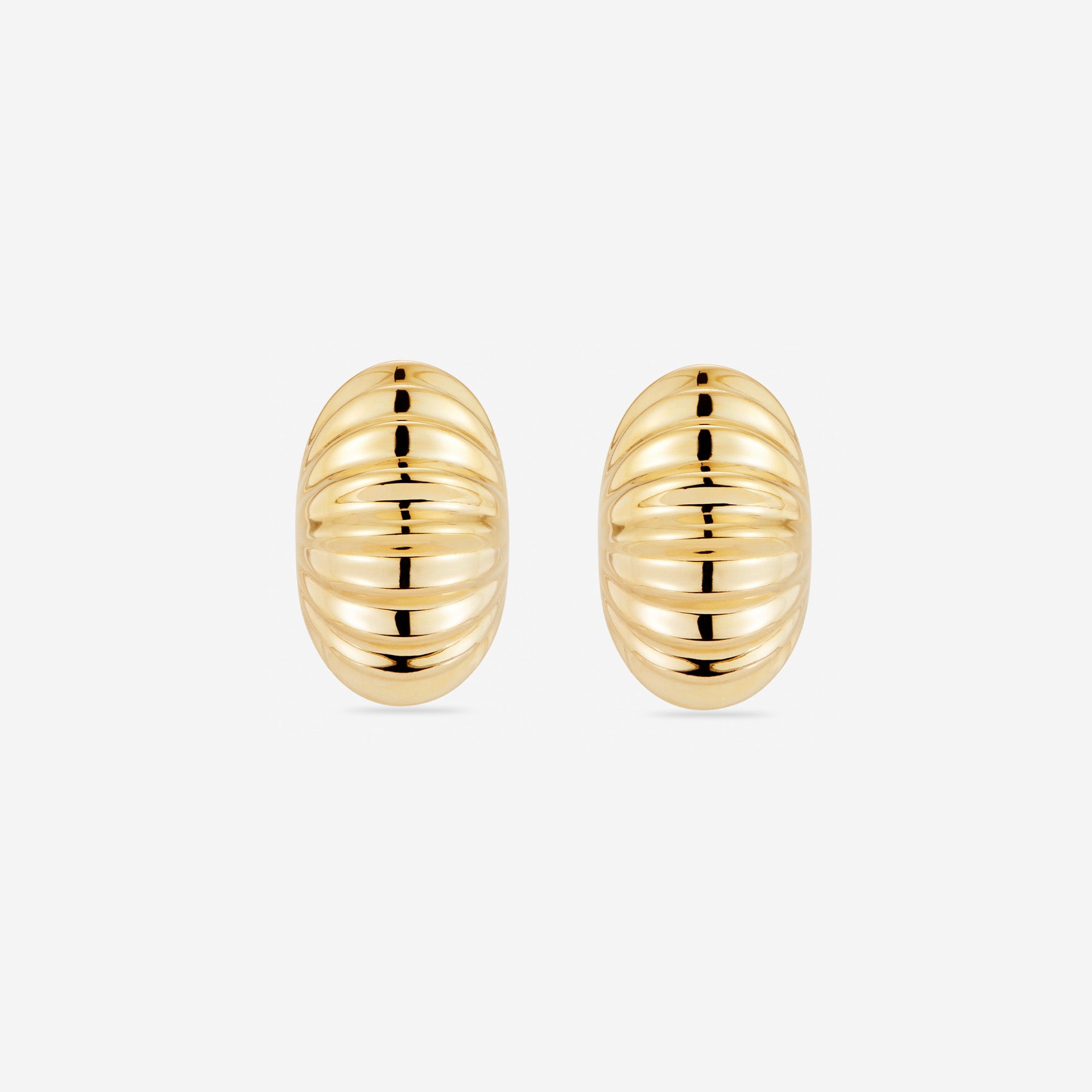 MÉGA Snail Earrings in gold vermeil—30 mm spiral-shaped studs, 18.7 mm width, 15.1 mm depth, stainless-steel posts, 9 g.