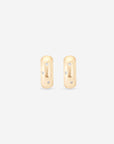 MÉGA Dalmatian Earrings in gold vermeil—sculptural studs with scattered CZ accents, stainless-steel posts, lightweight and refined.