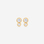 MÉGA Double Round Stud Earrings in gold vermeil—two CZ disc studs 6.46 mm diameter × 2.01 mm, stainless-steel posts, ultra-light 1.09 g.