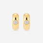 MÉGA Large Donut Earrings in gold vermeil—CZ-studded sculptural hoops, 26 × 10 mm, lightweight at 9 g, with stainless-steel posts.