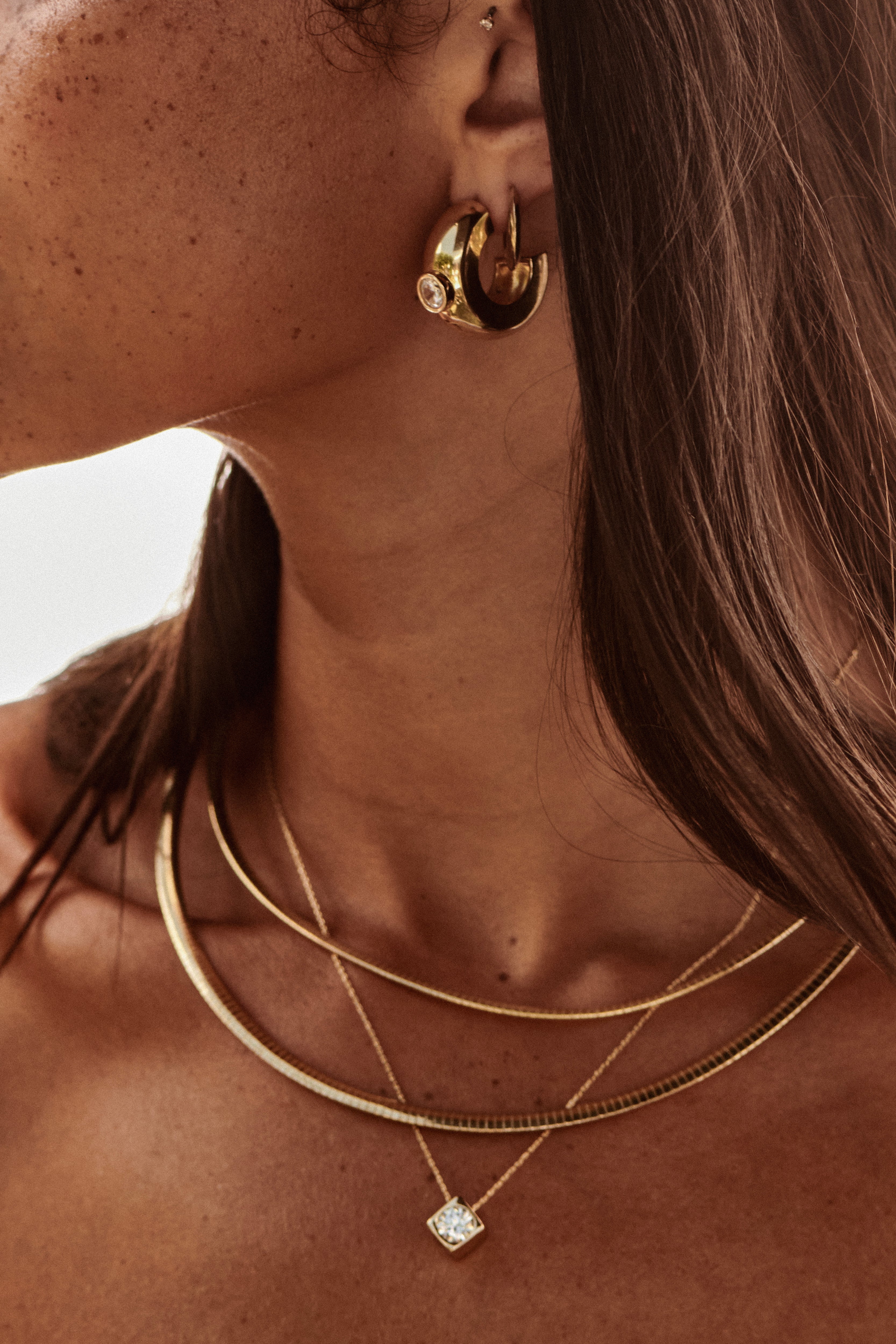 MÉGA Omega 3 Necklace in gold vermeil—3 mm-wide sterling chain (16″ or 18″) with lobster clasp, polished and lightweight.