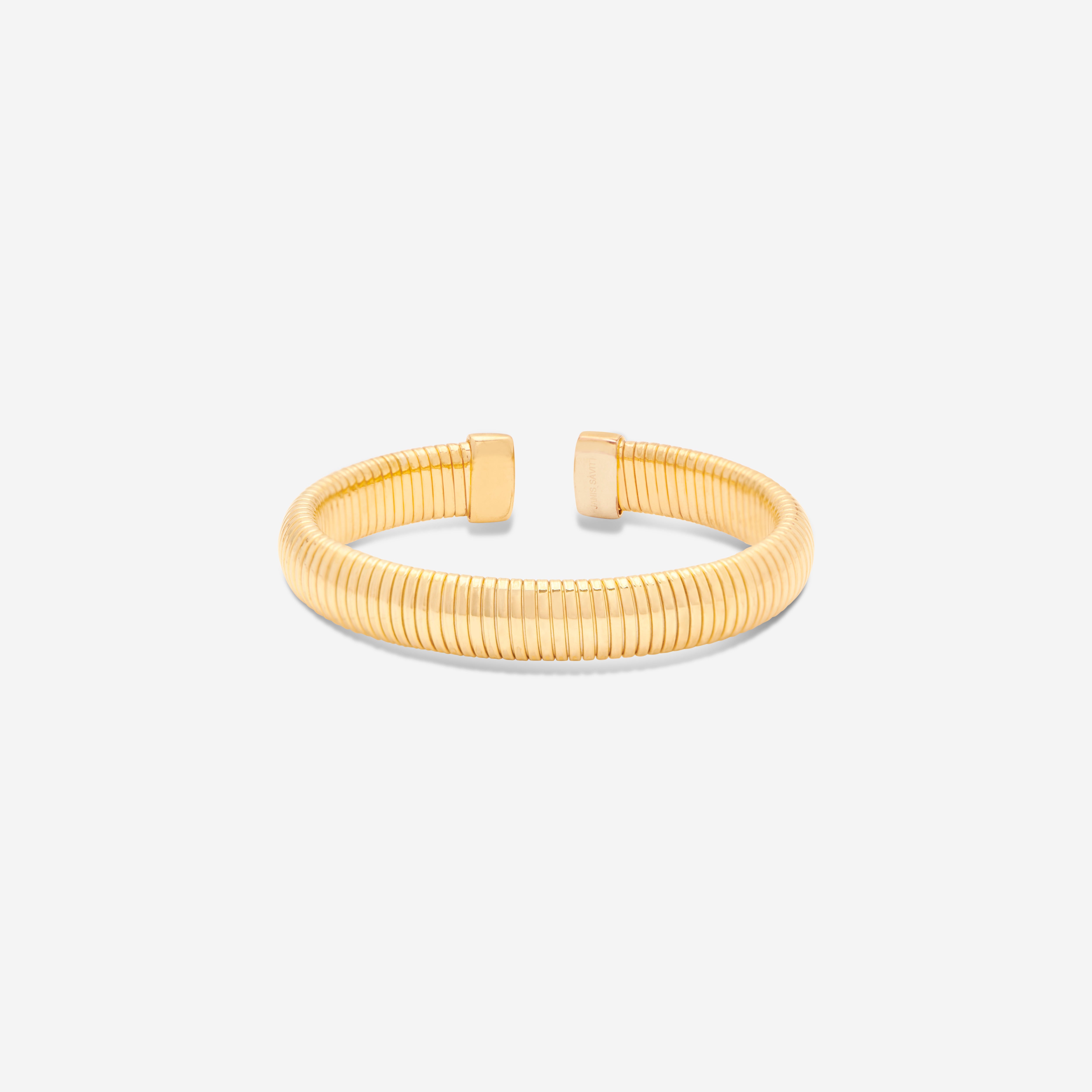 MÉGA Open Cobra Bracelet in gold vermeil—10 mm wide open-back cuff, sculptural and lightweight.