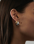 MÉGA Hershey Earrings in gold vermeil—lightweight everyday hoops, 16.5 mm × 11.5 mm with stainless-steel posts, 4 g.