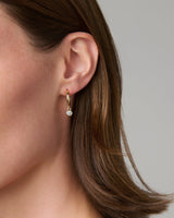 Baby Hoop Round Drop Earring Clear CZ