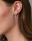 Baby Hoop Pear Drop Earring Sapphire CZ