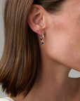 Baby Hoop Round Drop Earring Sapphire CZ