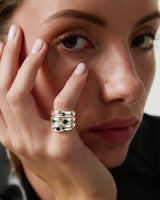 3 Stone Pinky Ring with Sapphire and Clear CZ