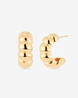 MÉGA Twist Chunky Rope Earrings in gold vermeil—bold sculptural hoops, 5.5 mm to 7.5 mm wide, 25 mm tall.