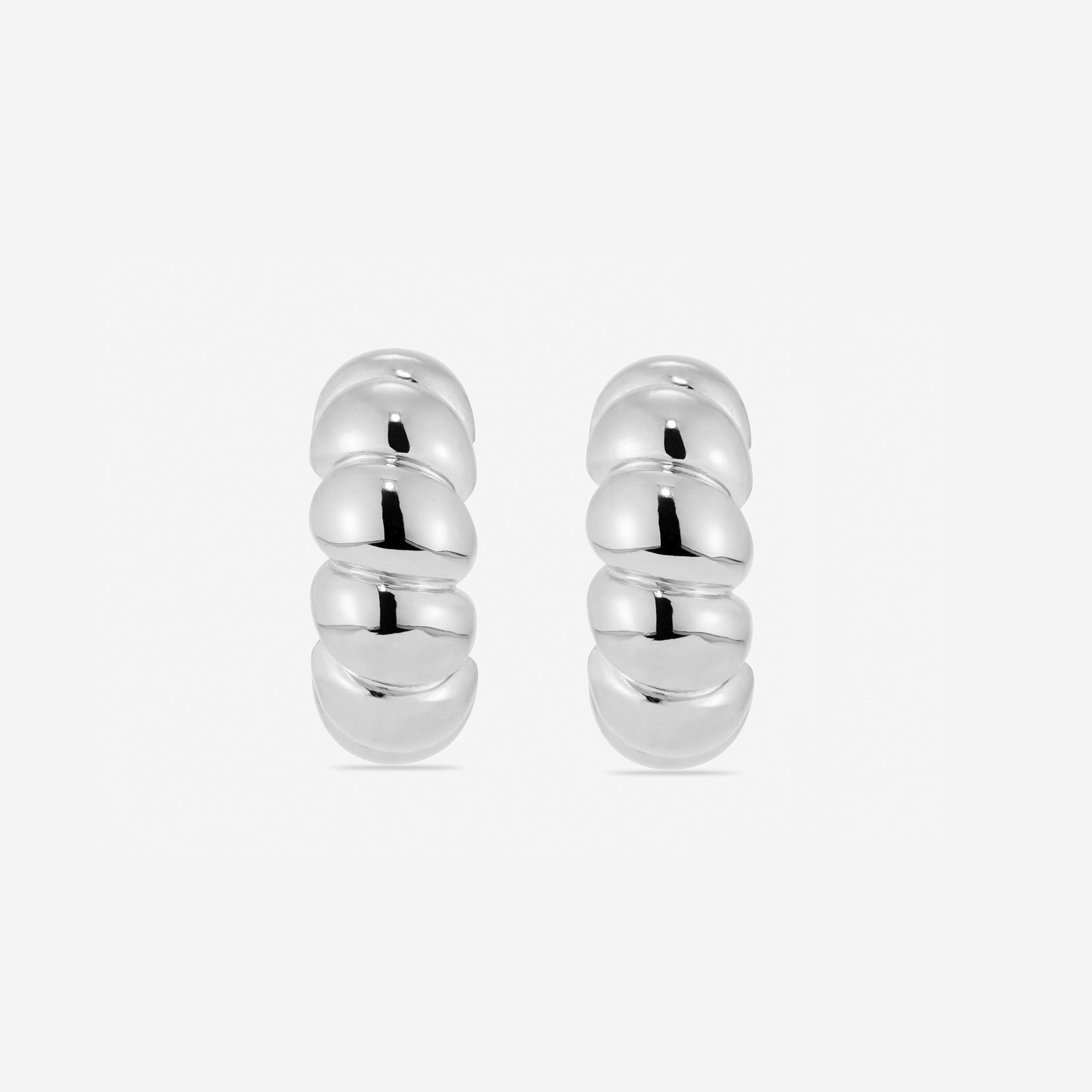 MÉGA Twist Chunky Rope Earrings in silver vermeil—bold sculptural hoops, 5.5 mm to 7.5 mm wide, 25 mm tall.