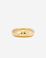 MÉGA Donut Sprinkle Ring Stack—two CZ-dusted hammered donut rings in sterling silver with gold/silver vermeil.