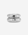 MÉGA Donut Sprinkle Ring Stack—two CZ-dusted hammered donut rings in sterling silver with gold/silver vermeil.