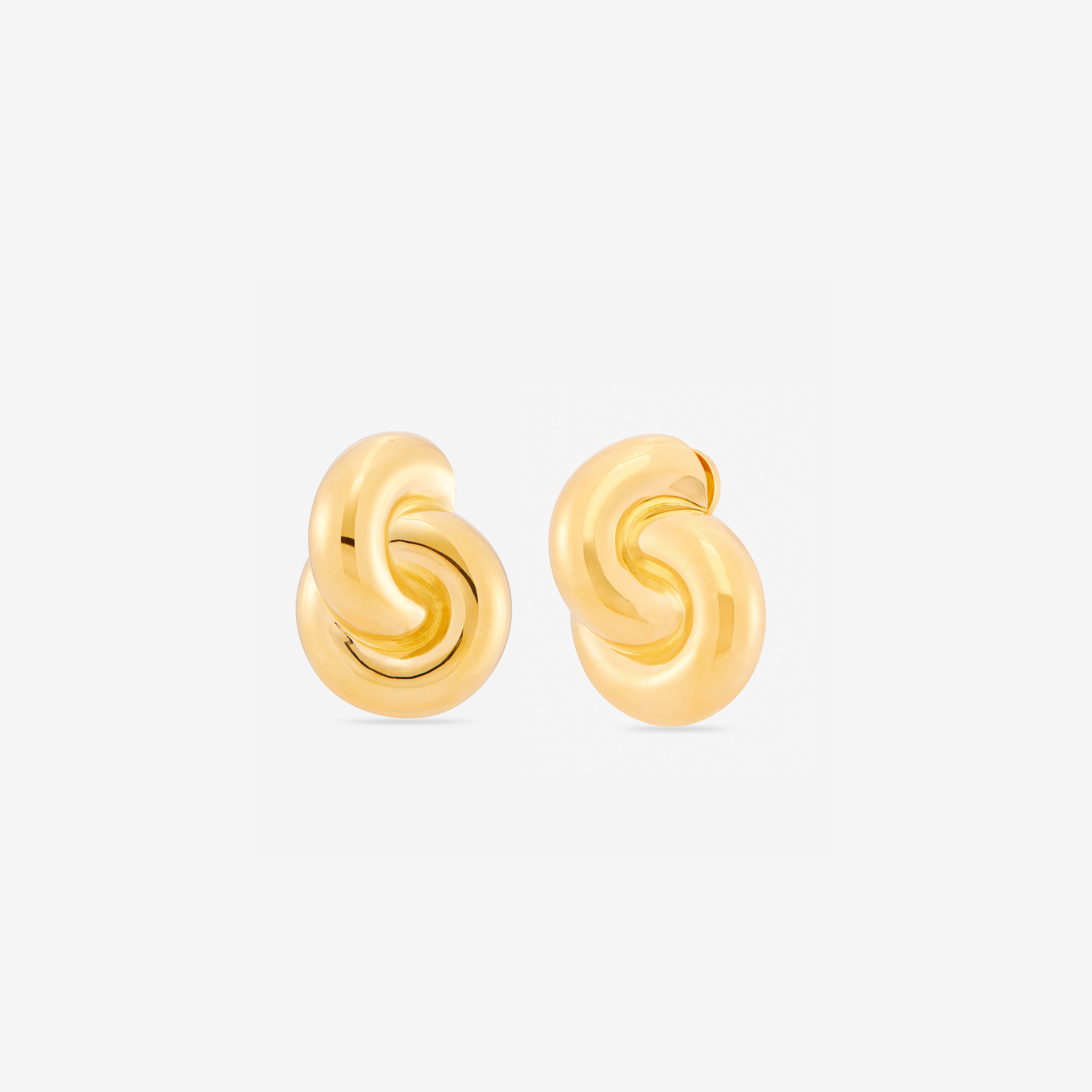 Mini Double Knot Earrings in gold, featuring interlocking loops for a sculptural, polished look.