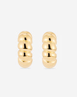 MÉGA Twist Chunky Rope Earrings in gold vermeil—bold sculptural hoops, 5.5 mm to 7.5 mm wide, 25 mm tall.