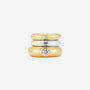 MÉGA Stacking Donut Rings in gold vermeil—two CZ-dusted sculptural bands, 6 mm & 7.7 mm wide, combined 17 mm, 22.1 g.