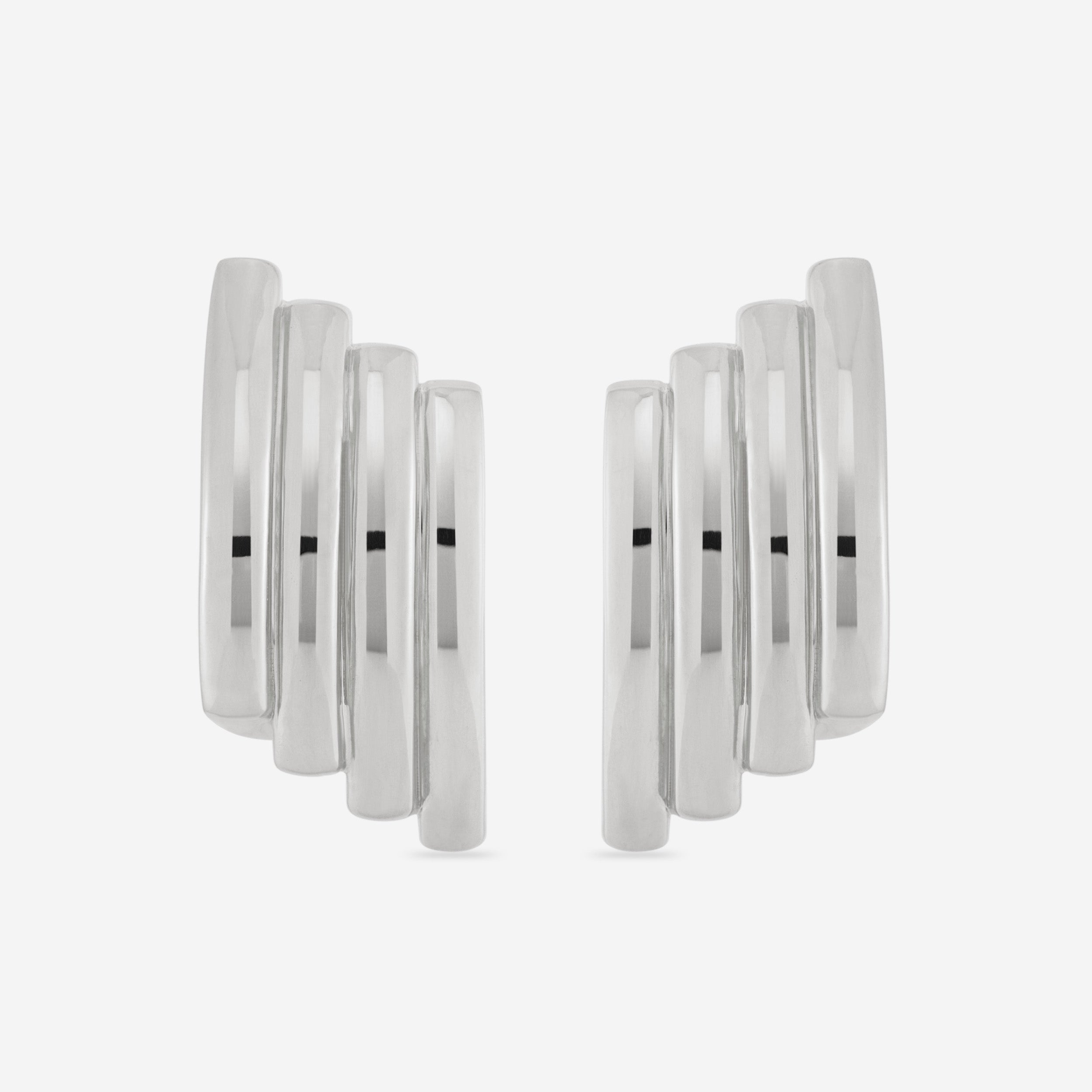 Double-hoop earrings with a sculptural silhouette, crafted in brass with 14k gold vermeil or 925 sterling silver vermeil—lightweight and bold.