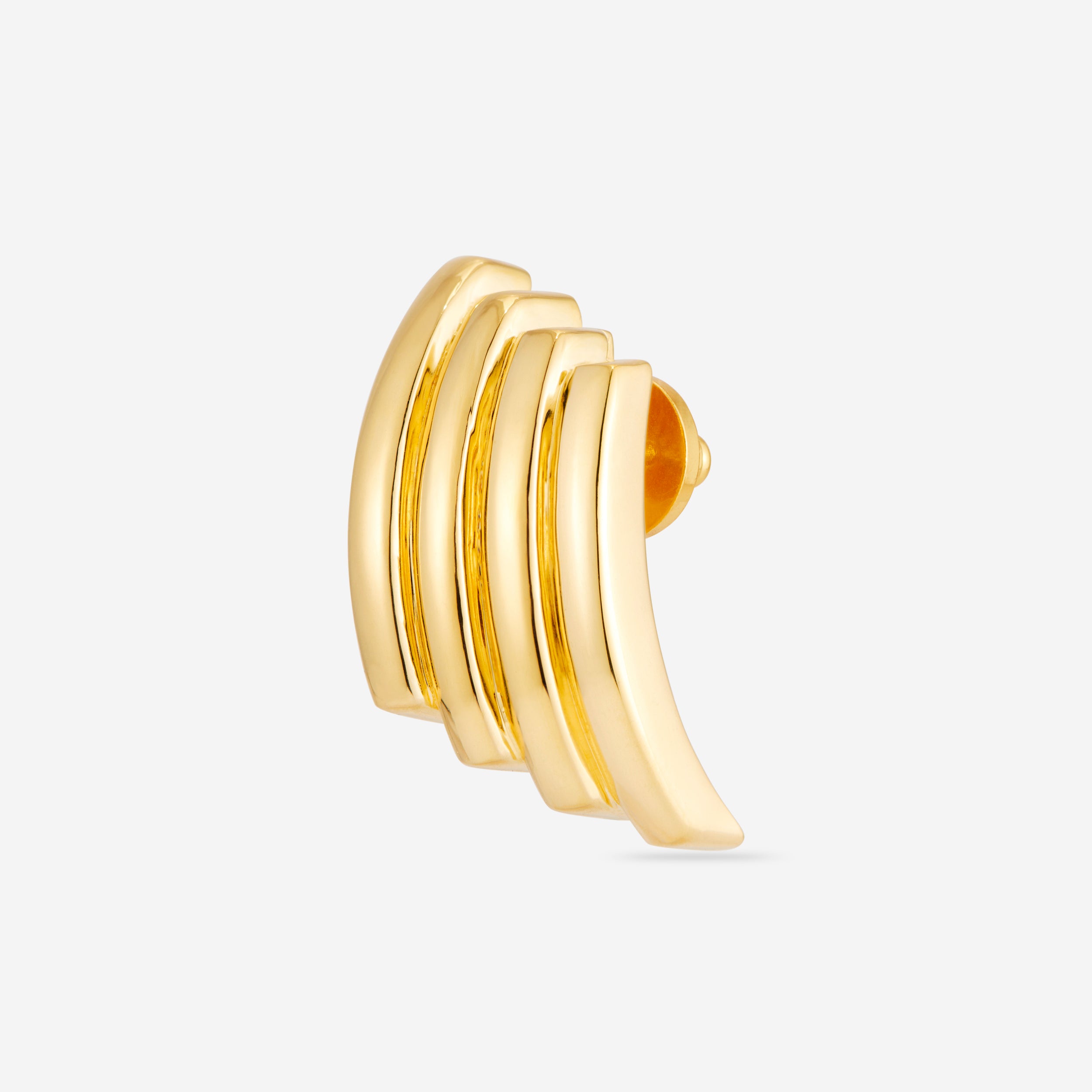 Double-hoop earrings with a sculptural silhouette, crafted in brass with 14k gold vermeil or 925 sterling silver vermeil—lightweight and bold.