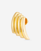 Double-hoop earrings with a sculptural silhouette, crafted in brass with 14k gold vermeil or 925 sterling silver vermeil—lightweight and bold.