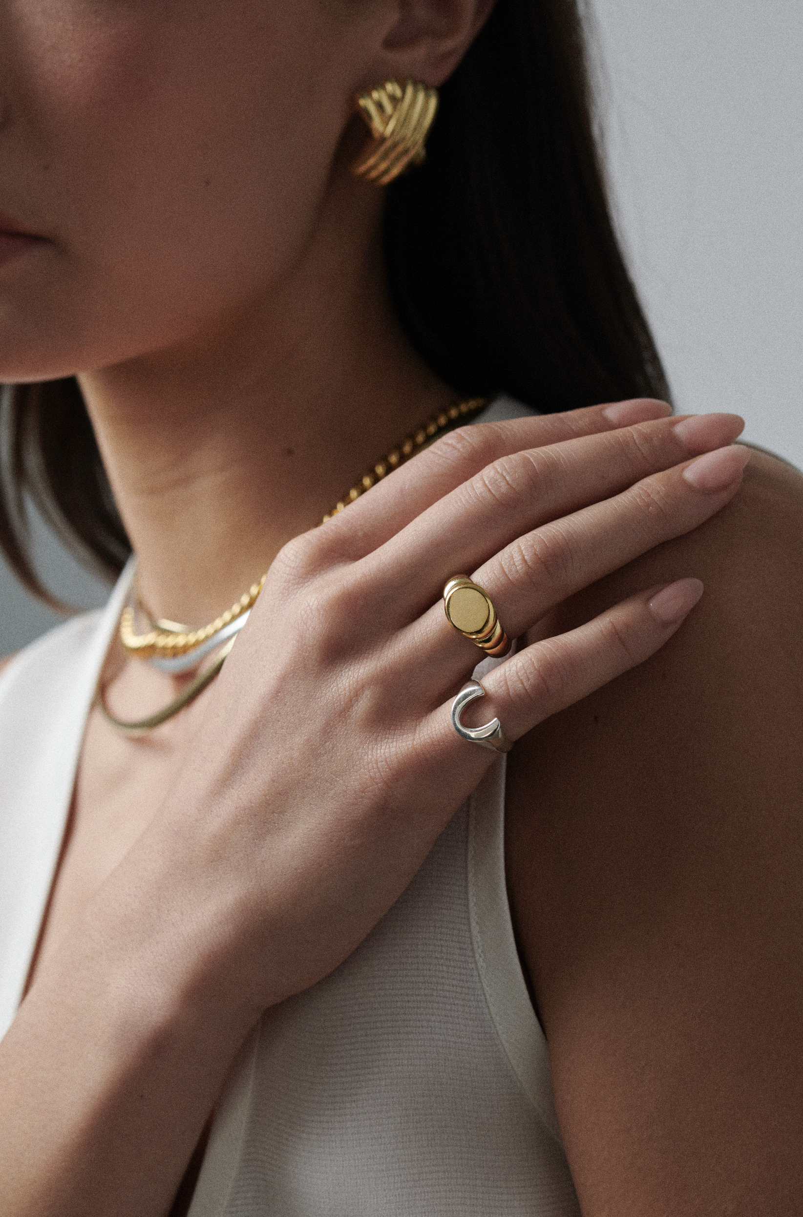 Raised Signet Ring in gold, engravable and bold—modern take on a classic design.