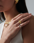 Raised Signet Ring in gold, engravable and bold—modern take on a classic design.