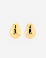 MÉGA Sprinkle Teardrop Earrings in gold vermeil—brass drop earrings sprinkled with CZ stones, 5.5 mm to 14.5 mm wide and 20 mm tall.