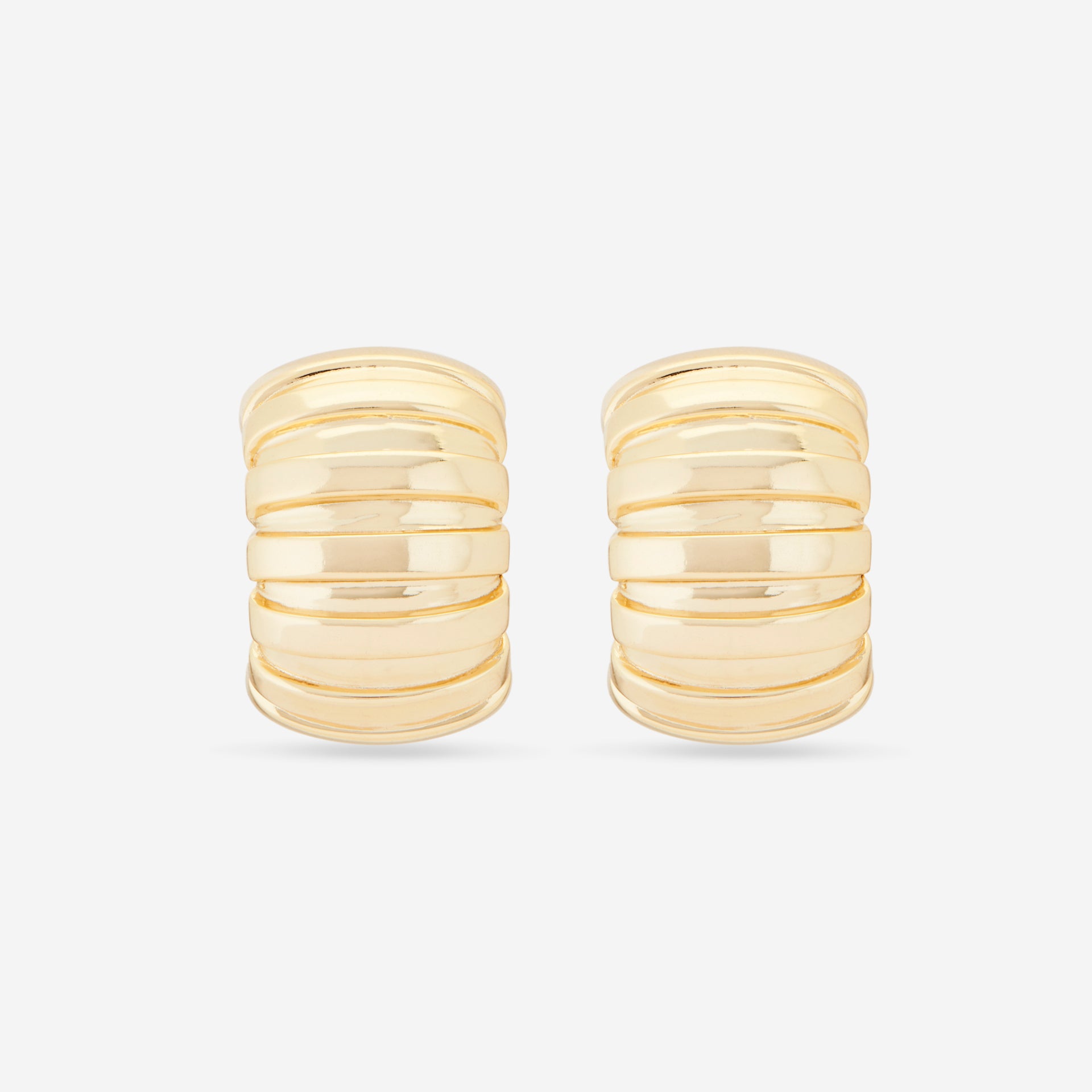 MÉGA Misstep Earrings in gold vermeil—bestselling stepped studs, 31.2 mm tall × 20 mm wide, 12 g with stainless-steel posts.