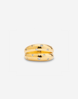 MÉGA Double Dalmatian Ring in gold vermeil—3 mm sterling band with scattered cubic zirconia, 2.02 mm thick, 7.38 g.
