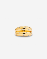 MÉGA Double Dalmatian Ring in gold vermeil—3 mm sterling band with scattered cubic zirconia, 2.02 mm thick, 7.38 g.