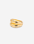 MÉGA Double Dalmatian Ring in gold vermeil—3 mm sterling band with scattered cubic zirconia, 2.02 mm thick, 7.38 g.