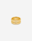 MÉGA Double Step Ring in gold vermeil—a 10 mm-wide sterling band with stepped tiers, 12.54 g.