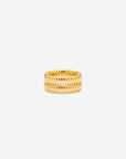 MÉGA Double Step Ring in gold vermeil—a 10 mm-wide sterling band with stepped tiers, 12.54 g.