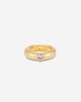 MÉGA Stacking Donut Rings in gold vermeil—two CZ-dusted sculptural bands, 6 mm & 7.7 mm wide, combined 17 mm, 22.1 g.