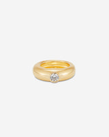 MÉGA Stacking Donut Rings in gold vermeil—two CZ-dusted sculptural bands, 6 mm & 7.7 mm wide, combined 17 mm, 22.1 g.